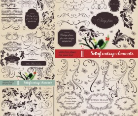 Ornaments elements with retro frame vectors