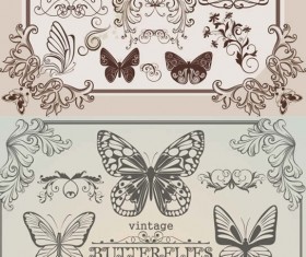 Butterfly floral Border vector