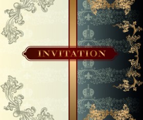 Ornate invitation design vector set 02