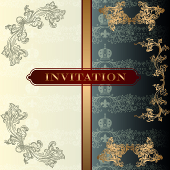 Ornate invitation design vector set 02