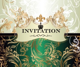 Ornate invitation design vector set 04