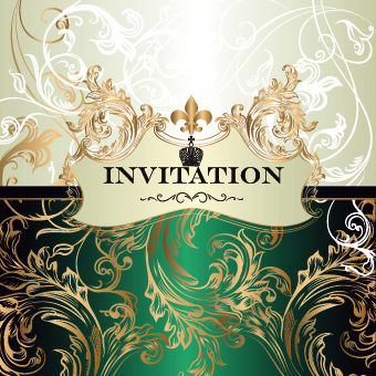 Ornate invitation design vector set 04