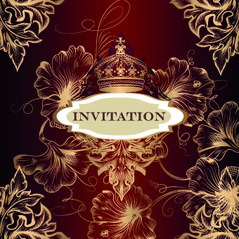 Ornate invitation design vector set 05