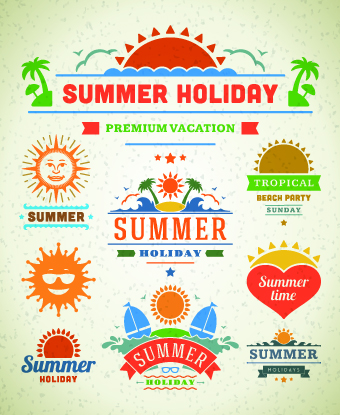 Logo and label for Summer holidays vector 01