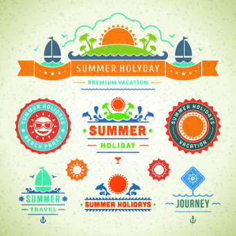 Logo and label for Summer holidays vector 04