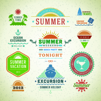 Logo and label for Summer holidays vector 05