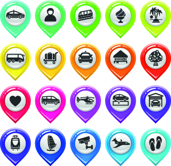 Map marker design elements vector 01