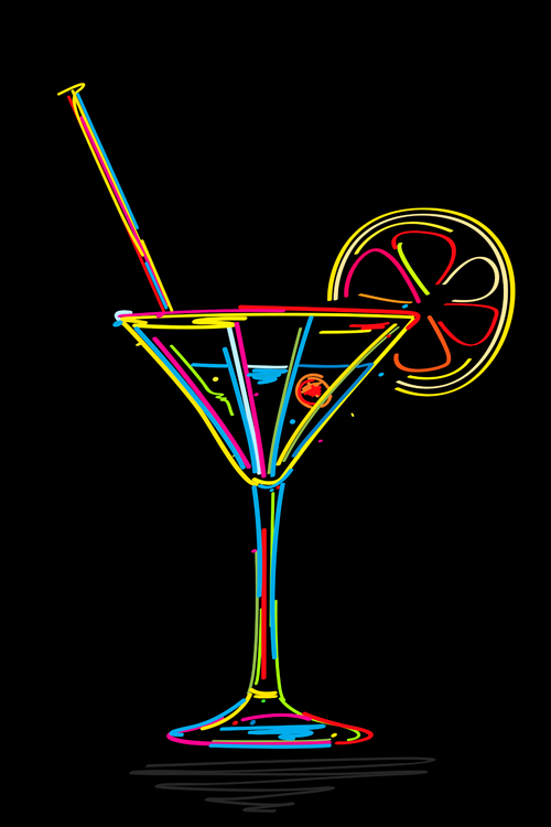Delicate Martini glass vector 05
