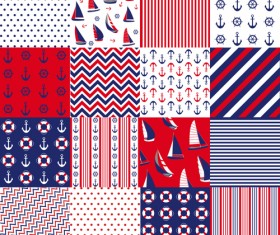 ifferent Nautical pattern vector set 05