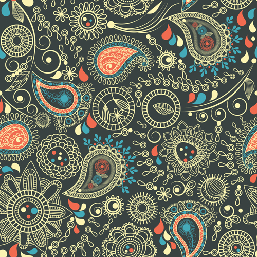 Download Vector paisley pattern set 04 free download
