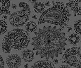 Vector paisley pattern set 05