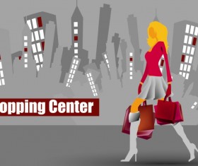 Shopping girl website design elements vector 01