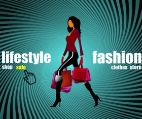 Shopping girl website design elements vector 02