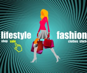 Shopping girl website design elements vector 03