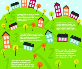 Cartoon small town Landscape vector 01