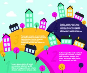 Cartoon small town Landscape vector 02