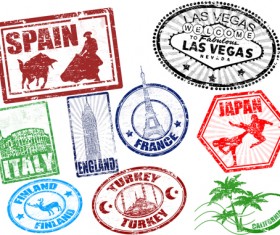 Various Travel stamps design vector 05