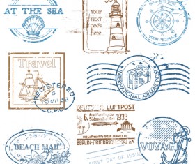 Various Travel stamps design vector 06