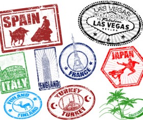 Various Travel stamps design vector 10