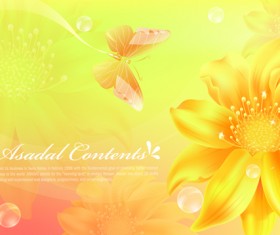 Yellow style flower background vector 01