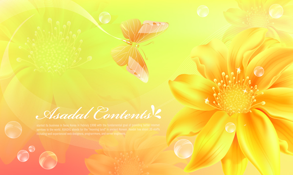 Yellow style flower background vector 01 free download
