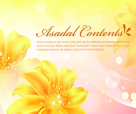 Yellow style flower background vector 02