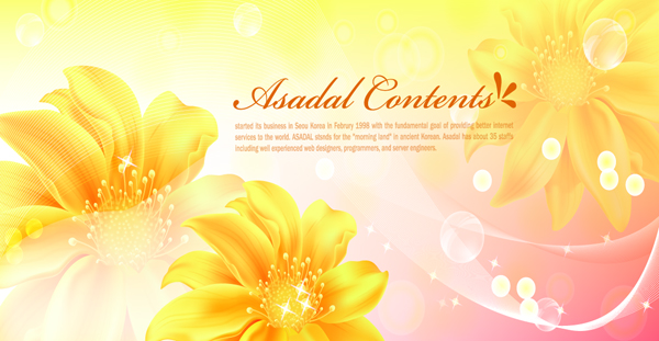 Yellow style flower background vector 02