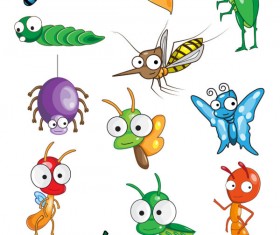 Funny Cartoon Insects vector set 05