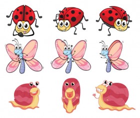 Funny Cartoon Insects vector set 06