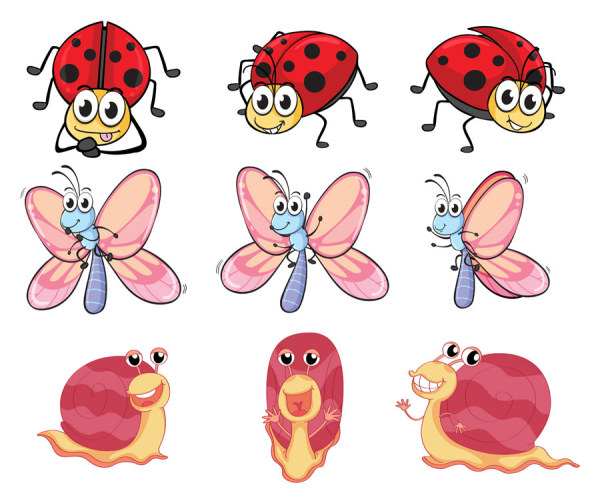 Funny Cartoon Insects vector set 06