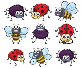Funny Cartoon Insects vector set 07