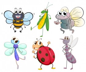 Funny Cartoon Insects vector set 08