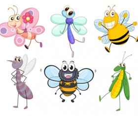 Funny Cartoon Insects vector set 09