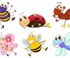 Funny Cartoon Insects vector set 10