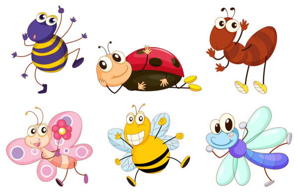 Funny Cartoon Insects vector set 10