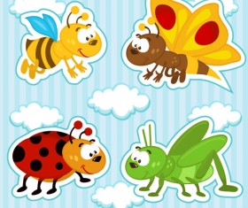 Funny Cartoon Insects vector set 11
