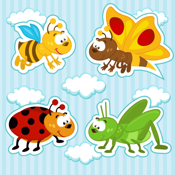 Funny Cartoon Insects vector set 11