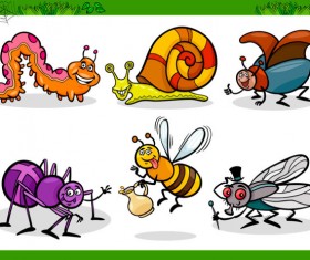 Funny Cartoon Insects vector set 12