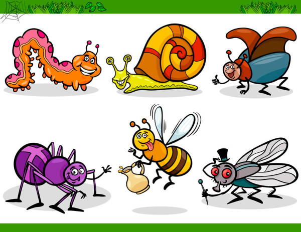 Funny Cartoon Insects vector set 12