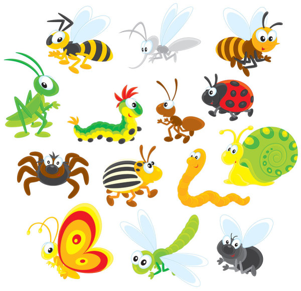 Funny Cartoon Insects vector set 13