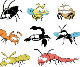 Funny Cartoon Insects vector set 14