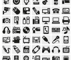 Huge collection of Black and white icons vector 01