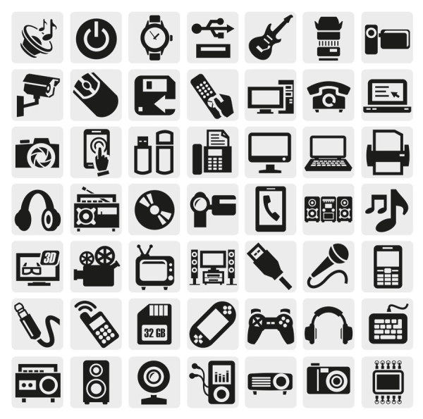Huge collection of Black and white icons vector 01