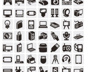 Huge collection of Black and white icons vector 02