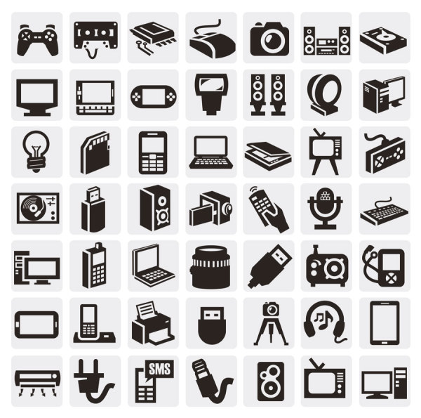 Huge collection of Black and white icons vector 02