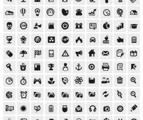 Huge collection of Black and white icons vector 04