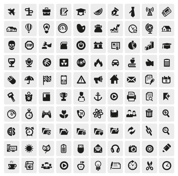 Huge collection of Black and white icons vector 04