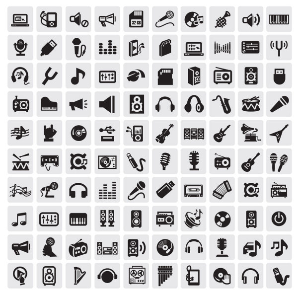 Huge collection of Black and white icons vector 06
