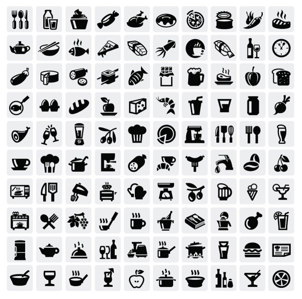 Huge collection of Black and white icons vector 07