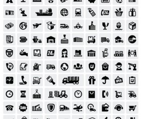 Huge collection of Black and white icons vector 08